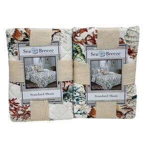 Sea La Vie Standard Shams 20" X 26" Sea Breeze Collection Cotton Floral Design S